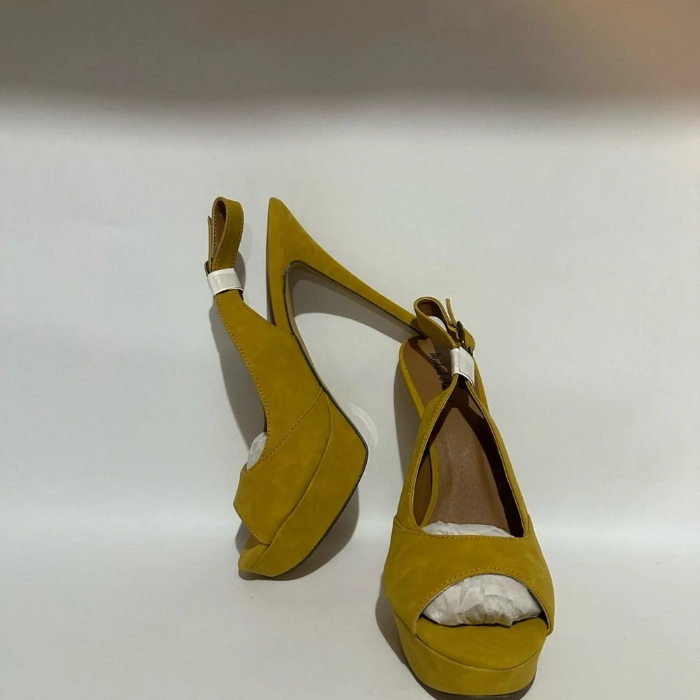 Michael Antonio Yellow Peep-Toe Women's Shoes